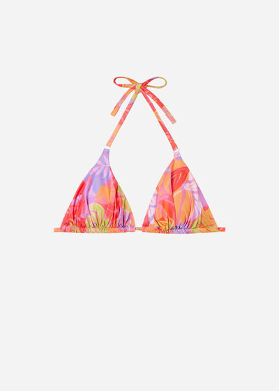 Removable Padding Triangle Swimsuit Top Tropical Pop