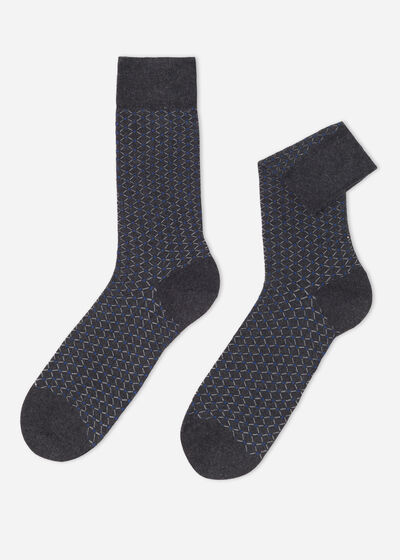 Men’s Diamond-Patterned Cashmere Short Socks