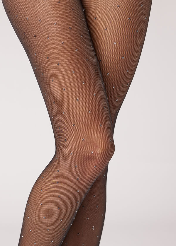 Sheer 30 Denier Tights with Glitter Polka Dots - Patterned tights