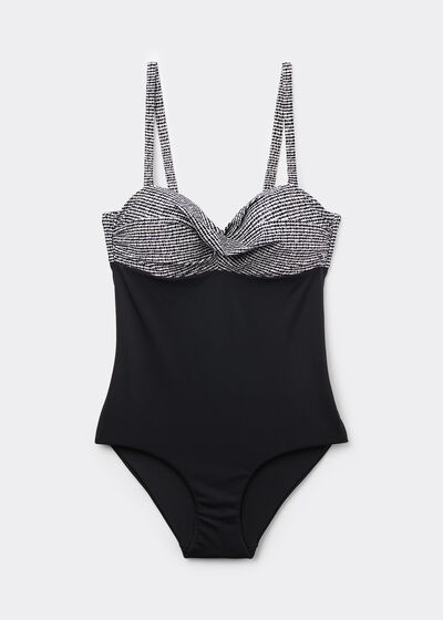 Badeanzug mit Shaping-Effekt Black Dots
