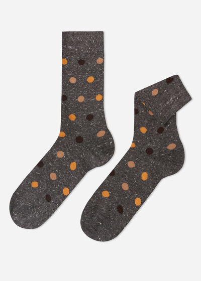 Men’s Slub Cotton Dot-Pattern Short Socks