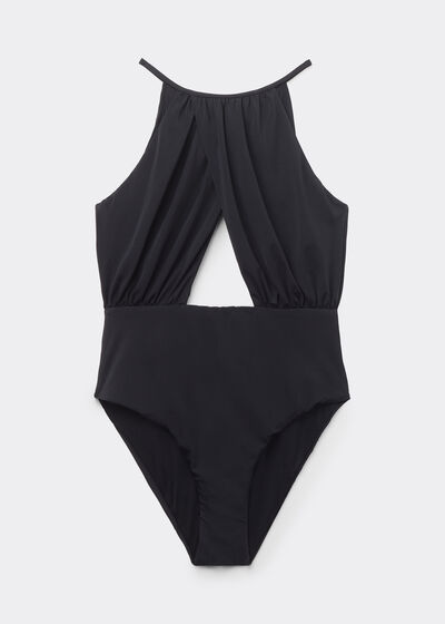 Kostium jednoczęściowy Black Halter Neck