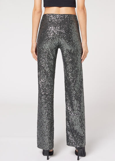 Leggings palazzo à paillettes