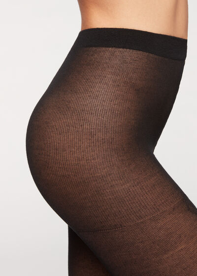 Braid-Knit Tights with Cashmere