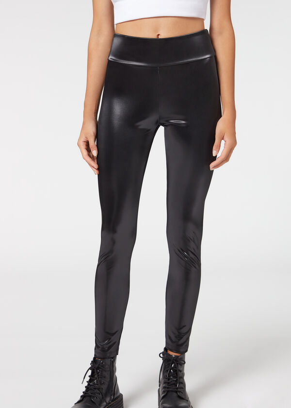 Skinny Leggings met Vinyl-Effect