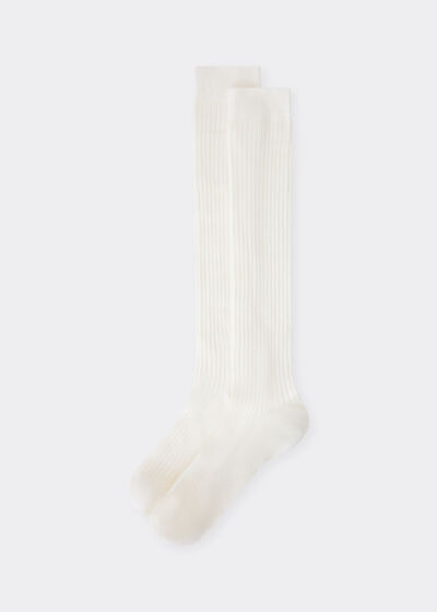 Ribbed Cashmere Long Socks