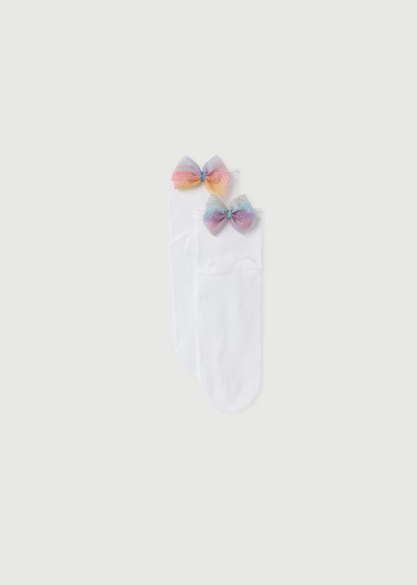 Krátké dívčí ponožky s mašlí do ztracena