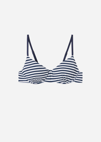 Brassiere Bikini Top with Removable Padding Nautical Stripes