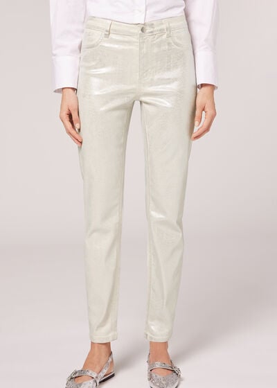 Laminated Effect Stretch Jeans