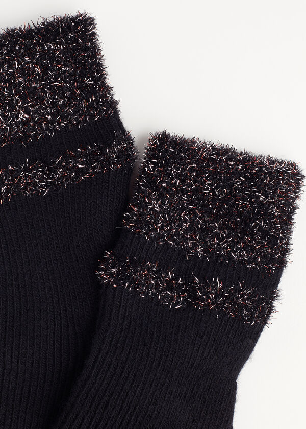 Glitter Trim Cashmere Short Socks