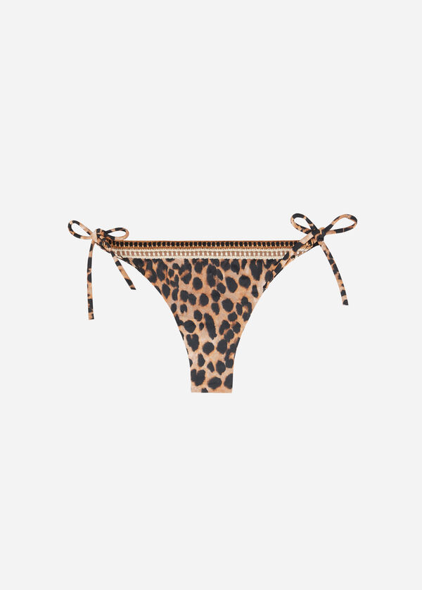 Bas de maillot brésilien à lanières à motif animalier Bilbao