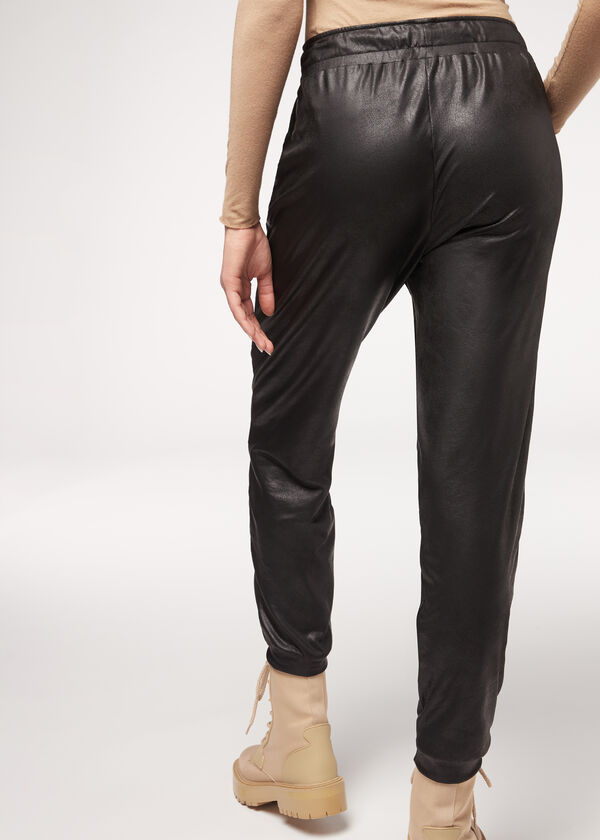 Leather Effect Thermal Joggers - Calzedonia