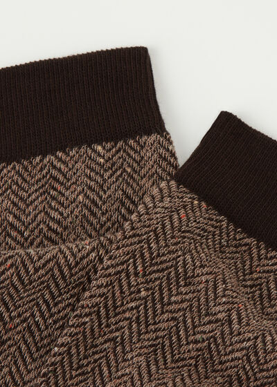 Men’s Herringbone-Patterned Long Socks