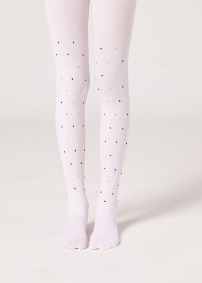 Collants com Strass Multicolorido para Menina
