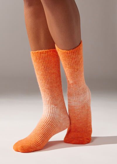 Krátke ponožky z mäkkej vlny s tieňovaným vzorom