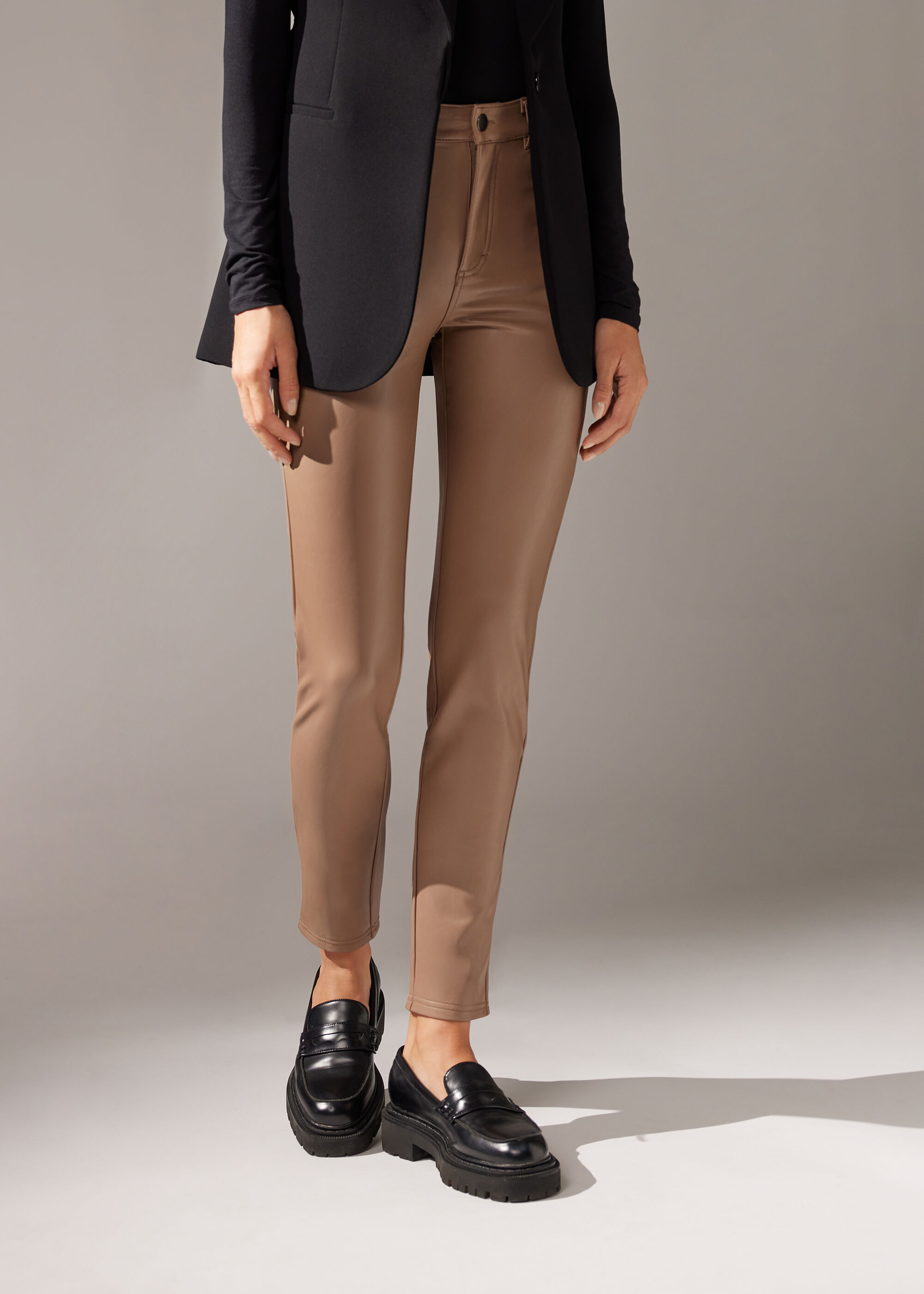 Thermal Leather-Look Leggings