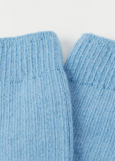 Kurze Socken in Rippe mit Wolle und Kaschmir