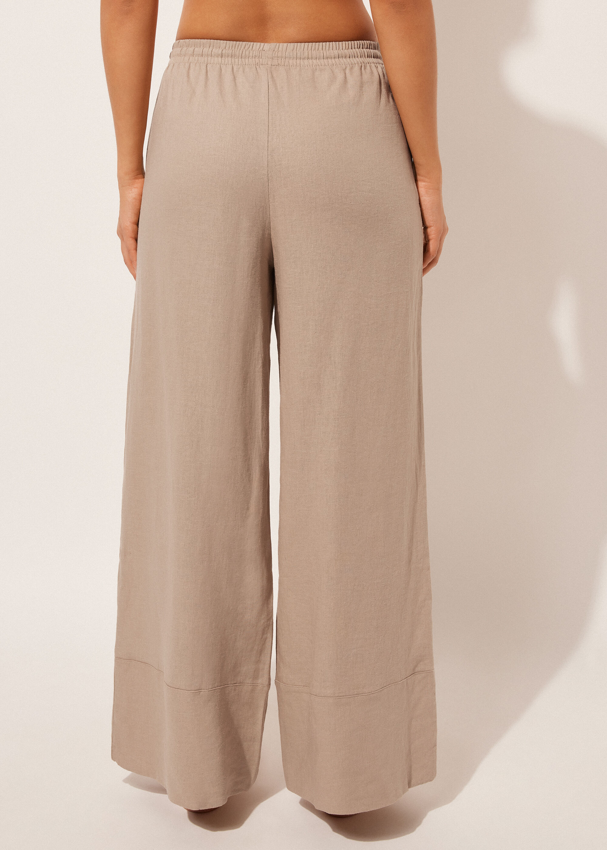 Linen and Viscose Palazzo Pants