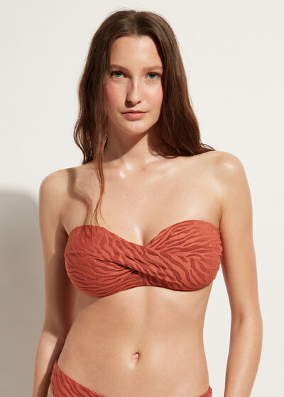 Wattiertes Bandeau-Bikinioberteil mit Zebramuster Istanbul