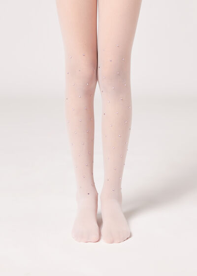 Girls’ Diamanté Tulle Tights