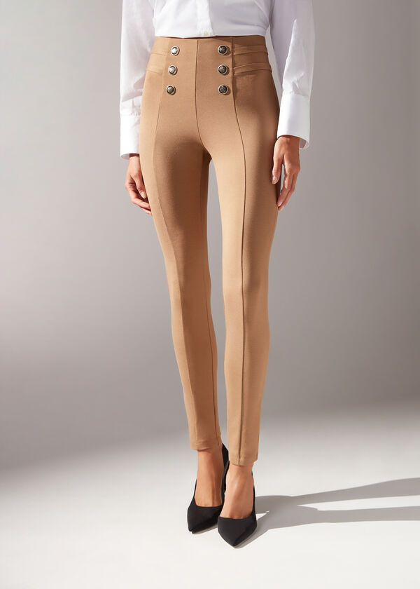 Skinny Shaping Leggings with Buttons