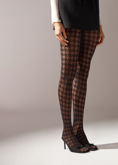 Houndstooth 30 Denier Sheer Tights