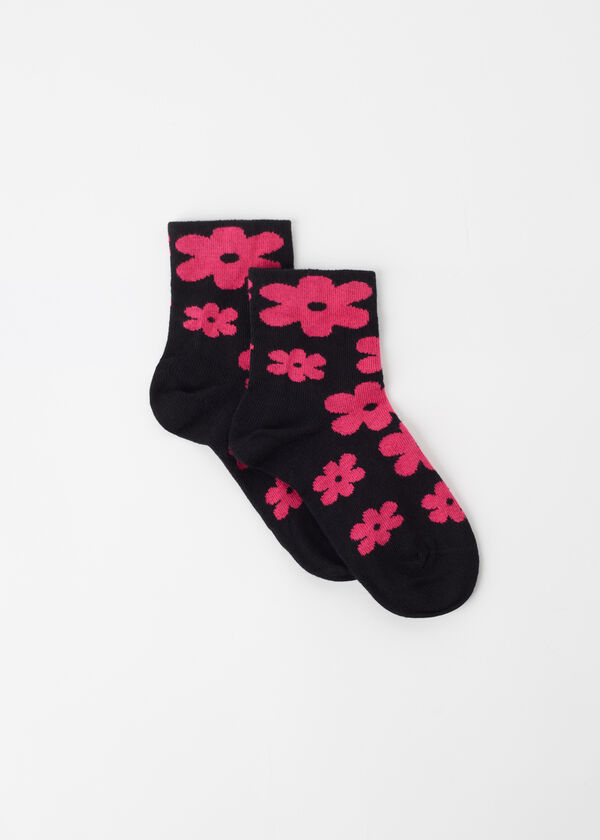 Kratke čarape za djevojčice s uzorkom cvijeća