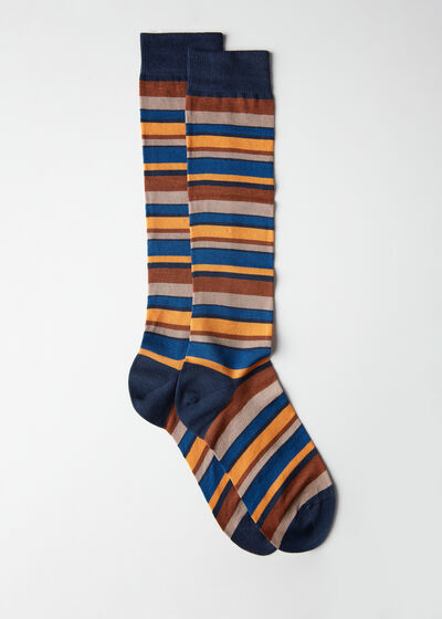 Ανδρικές Μακριές Κάλτσες με Πολύχρωμες Ρίγες