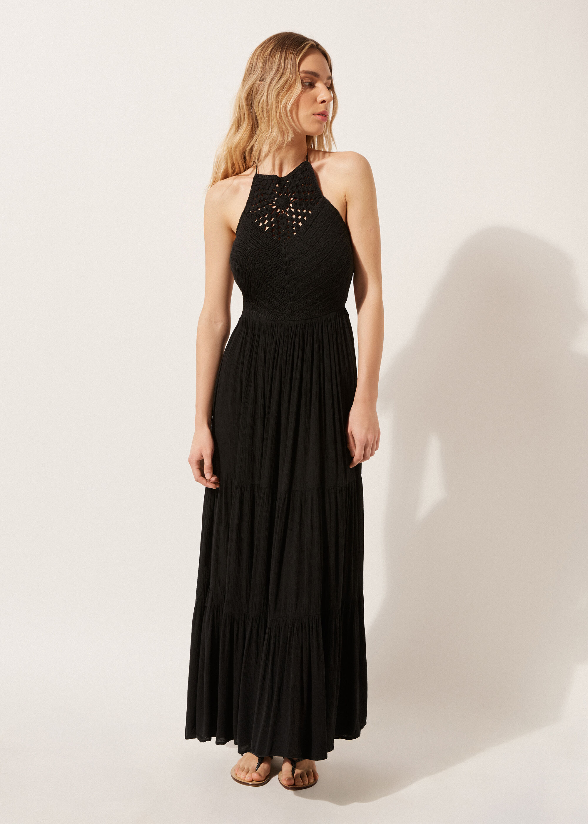 Lange Jurk met Crochet-Top