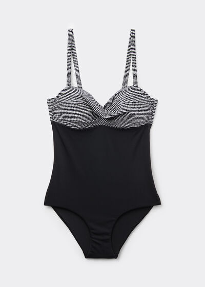 Badeanzug mit Shaping-Effekt Black Dots