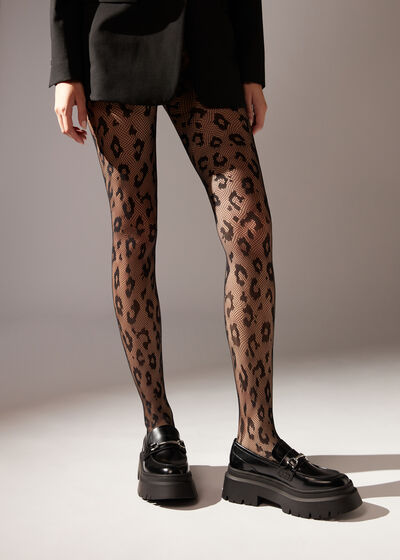 Animal Pattern Mesh Tights