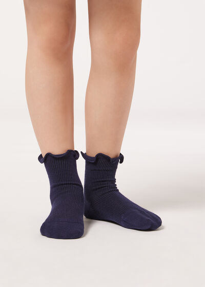 Kurze Socken in Rippstrick für Mädchen