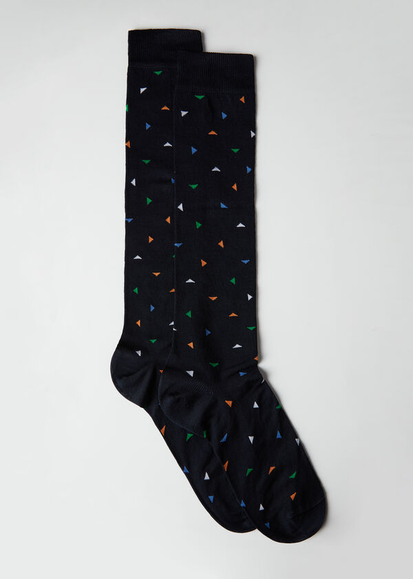 Chaussettes hautes à motif de triangles pour homme