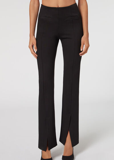 Leggings Punto Milano con Spacco Frontale