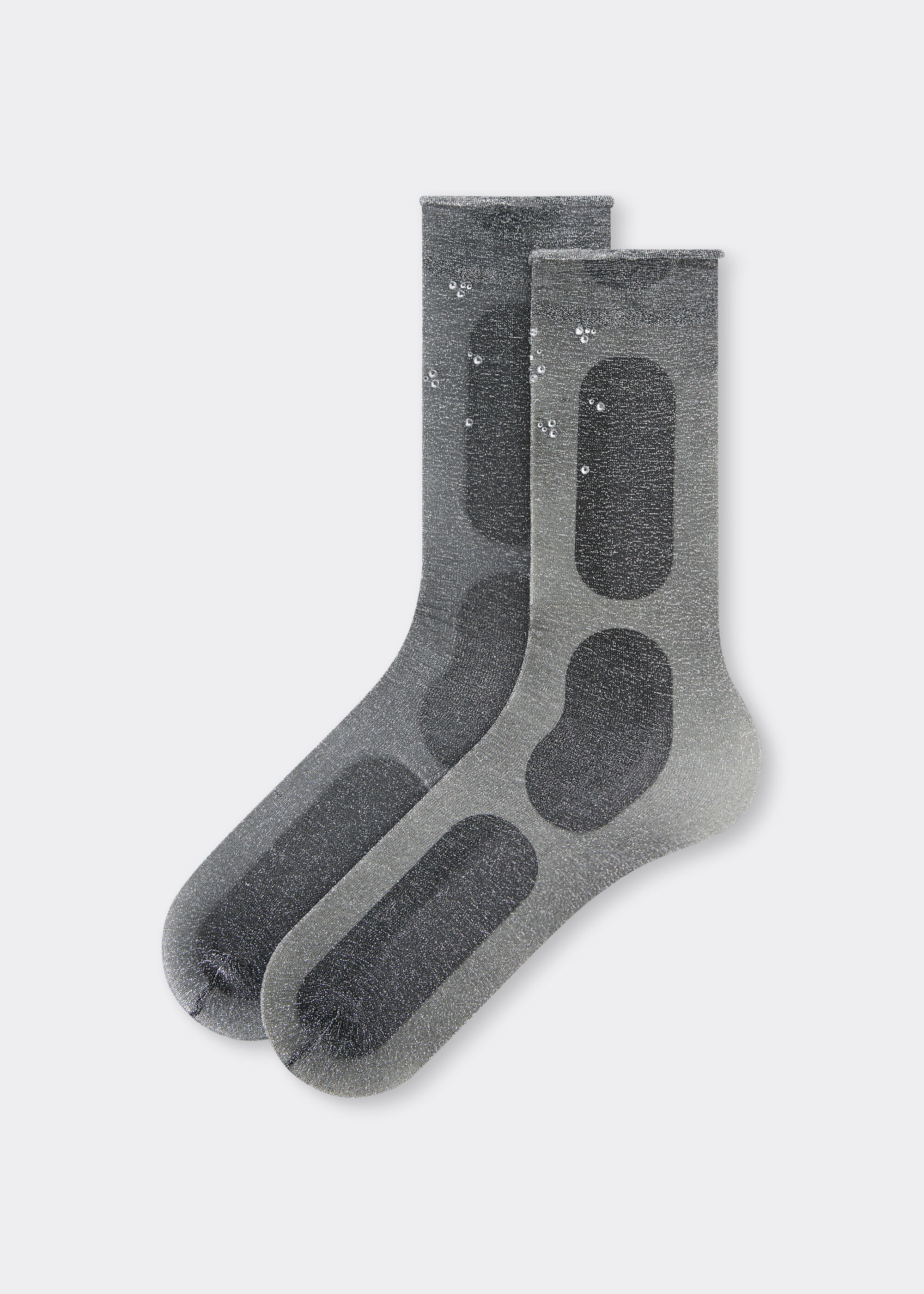 Glitter and Diamanté Appliqué Sheer Short Socks