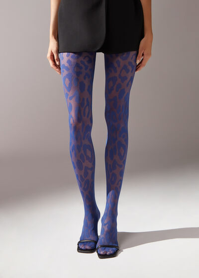 Large Animal Print Pattern 30 Denier Sheer Tights