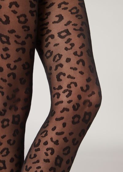 30 denier doorzichtige panty met dierenprint