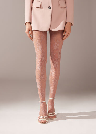 Floral Lace Fabric Tights