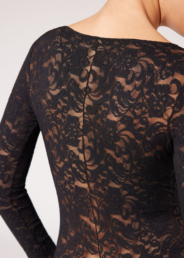 Skinny Floral Lace Full Body Tights - Calzedonia