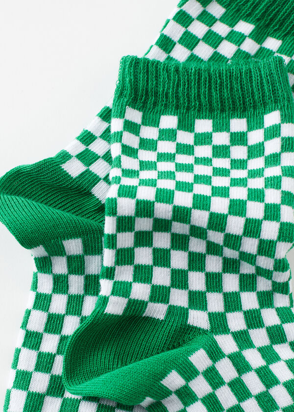 Detské krátke ponožky so štvorčekovým vzorom
