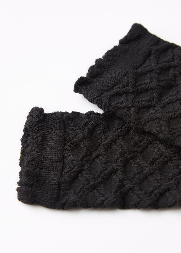 Diamond-Patterned Cashmere Short Socks