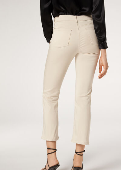 Eco Light Denim Cropped Flared Jeans