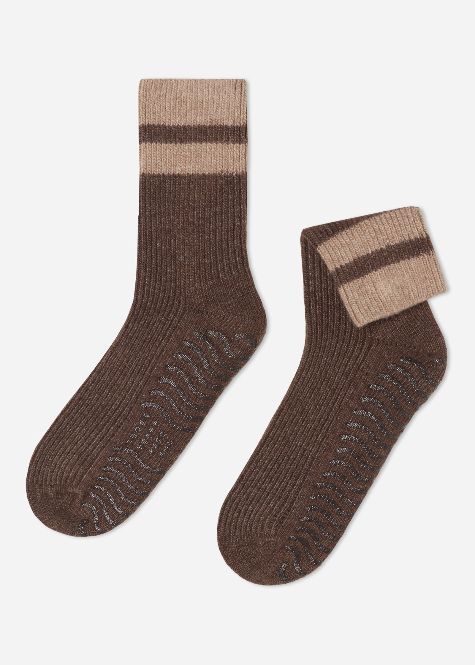 LÄSSIG Chaussettes Antidérapantes Bébé Lot De 2 Bleu/Caramel Taille 19-22