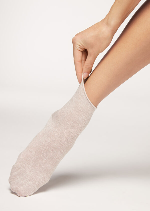 Chaussettes courtes avec lin et viscose