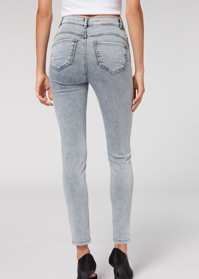 Jeans Push-up Skinny de Cintura Subida Soft Touch