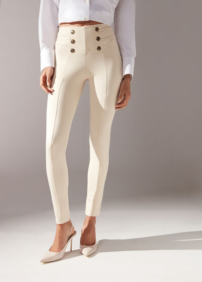 Skinny Shaping Leggings with Buttons