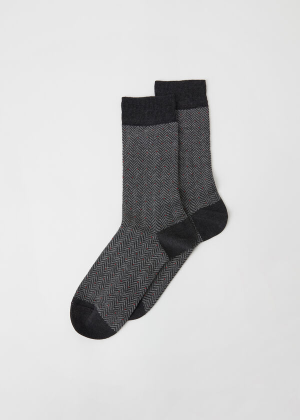Kurze Herrensocken mit geometrischem Muster
