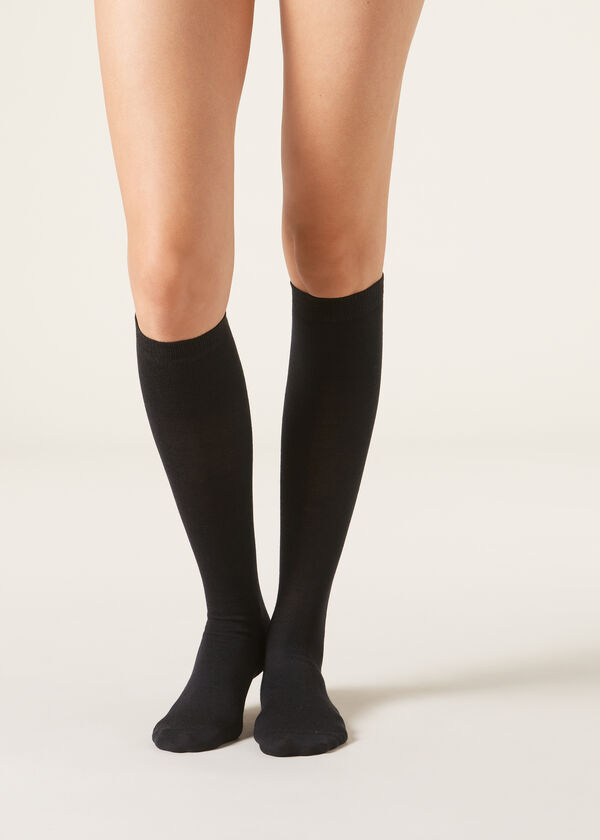 Wool and cotton long socks