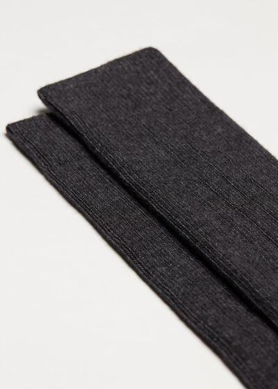 Men’s Short Ribbed Socks with Wool and Cashmere