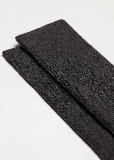 Men’s Ribbed Crew Socks with Wool and Cashmere